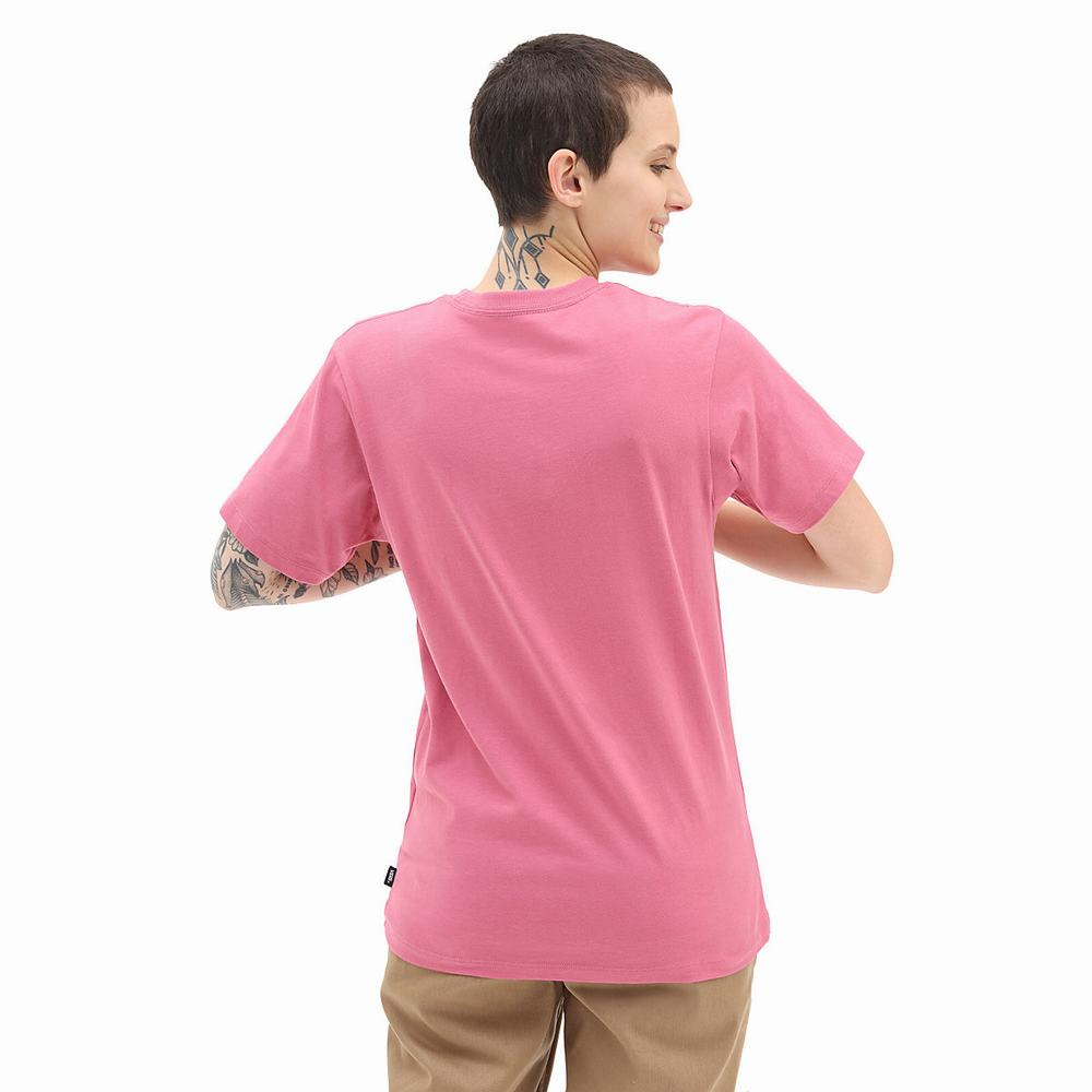 Camiseta Vans Left Chest Logo Mujer Rosas | XVK945230