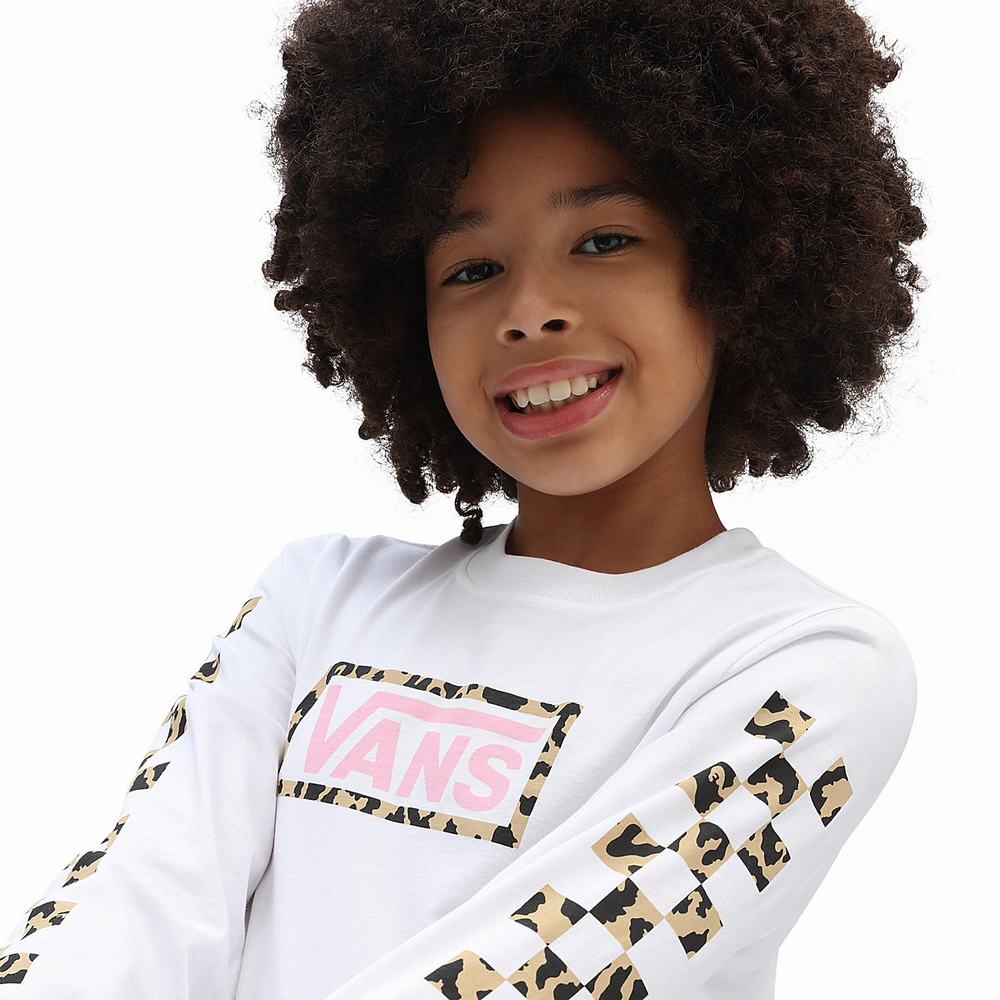 Camiseta Vans Leopard Box (8-14 years) Niños Blancas | ECV809142