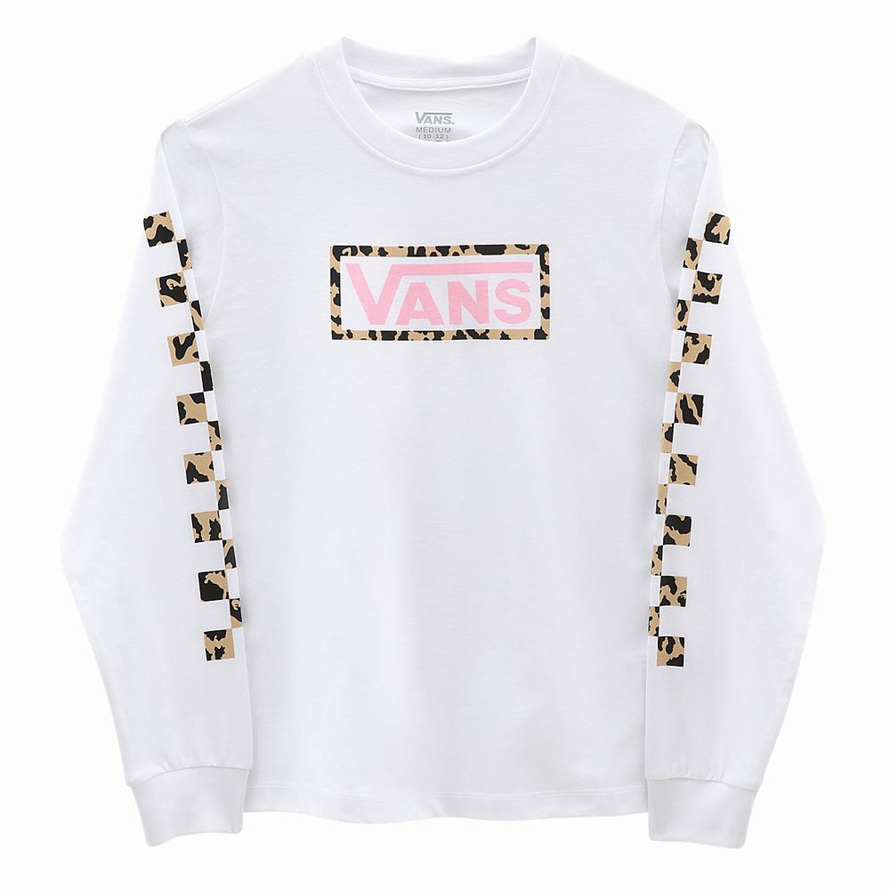 Camiseta Vans Leopard Box (8-14 years) Niños Blancas | ECV809142