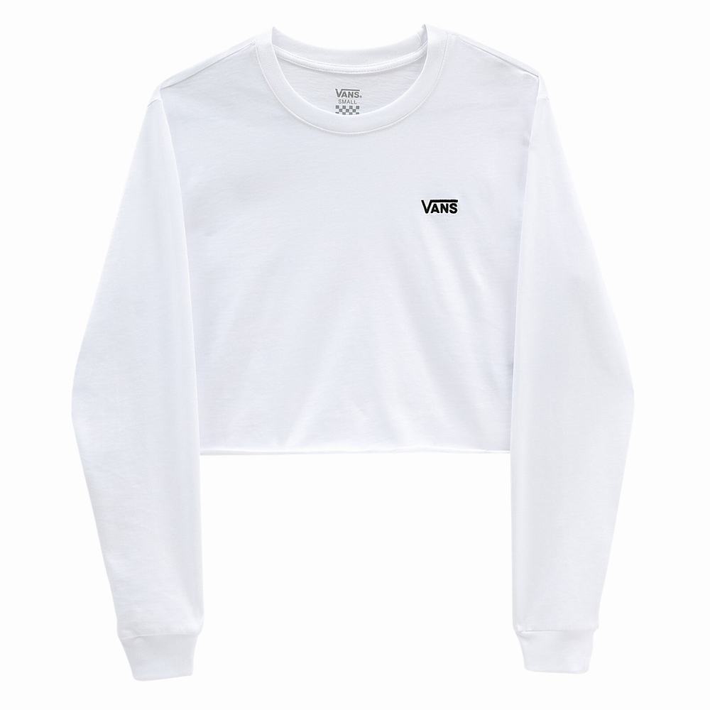 Camiseta Vans Long Sleeve Cropped Mujer Blancas | MYF576912