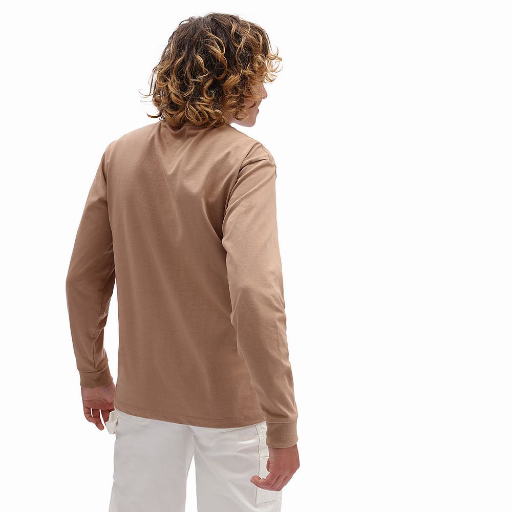 Camiseta Vans Long Sleeve OTW Pocket Mujer Beige | KQI904285