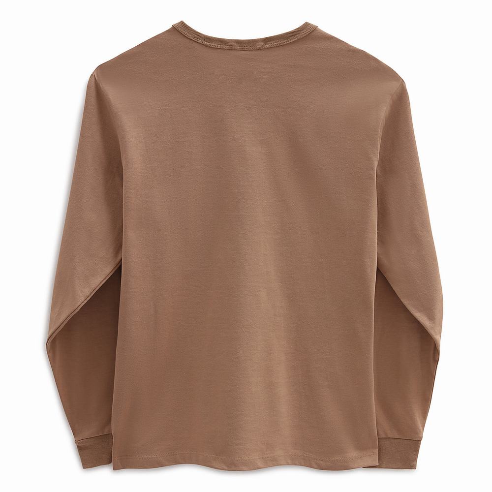 Camiseta Vans Long Sleeve OTW Pocket Mujer Beige | KQI904285