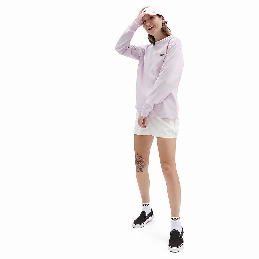 Camiseta Vans Long Sleeve OTW Pocket Mujer Rosas | QSY315980