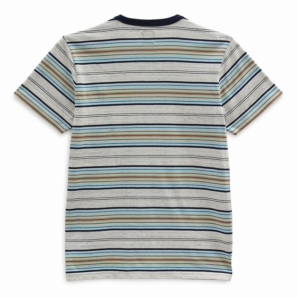 Camiseta Vans Mesa Stripe Pocket Crew Hombre Blancas | SHM087256