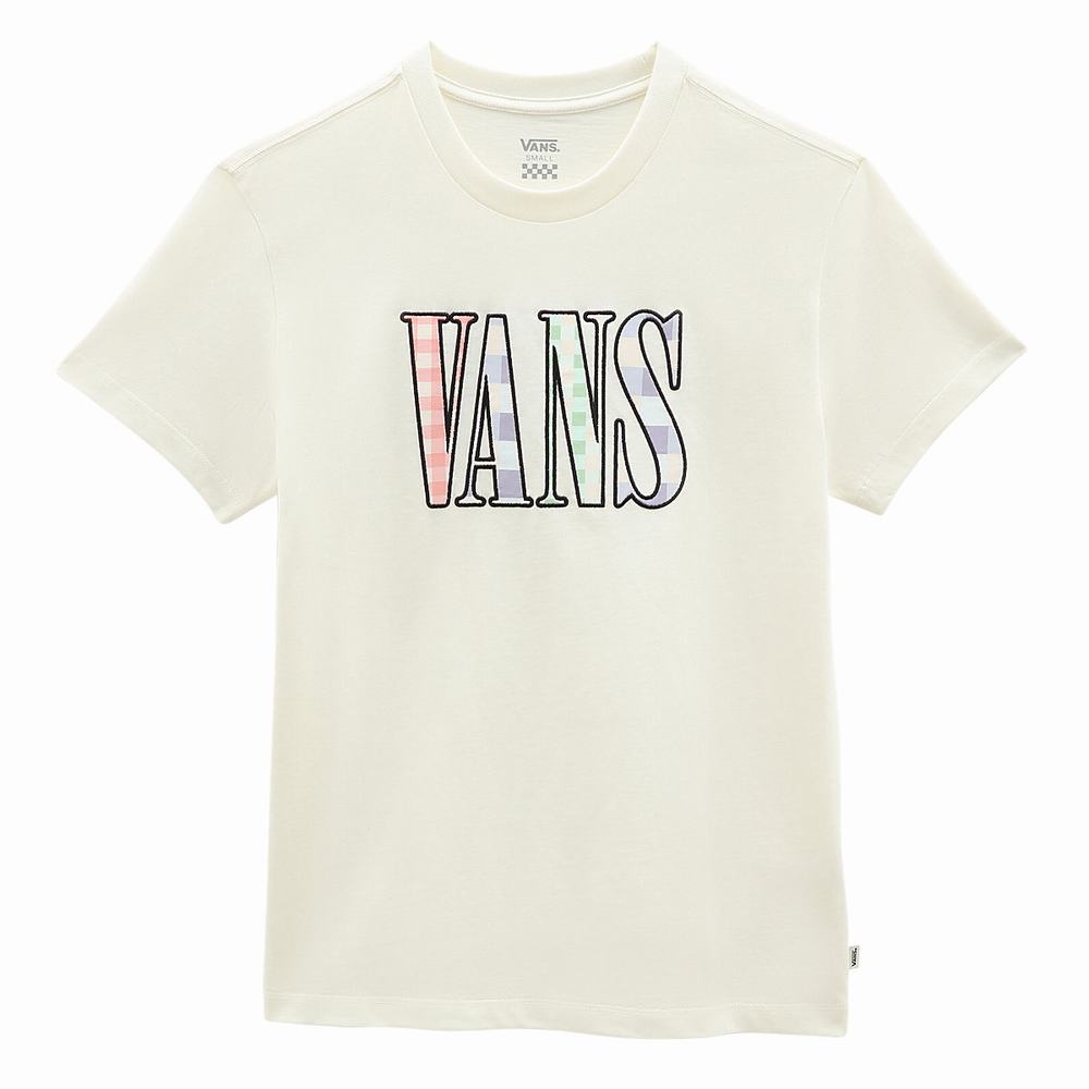 Camiseta Vans Mixed Up Gingham Mujer Blancas | KJH689457