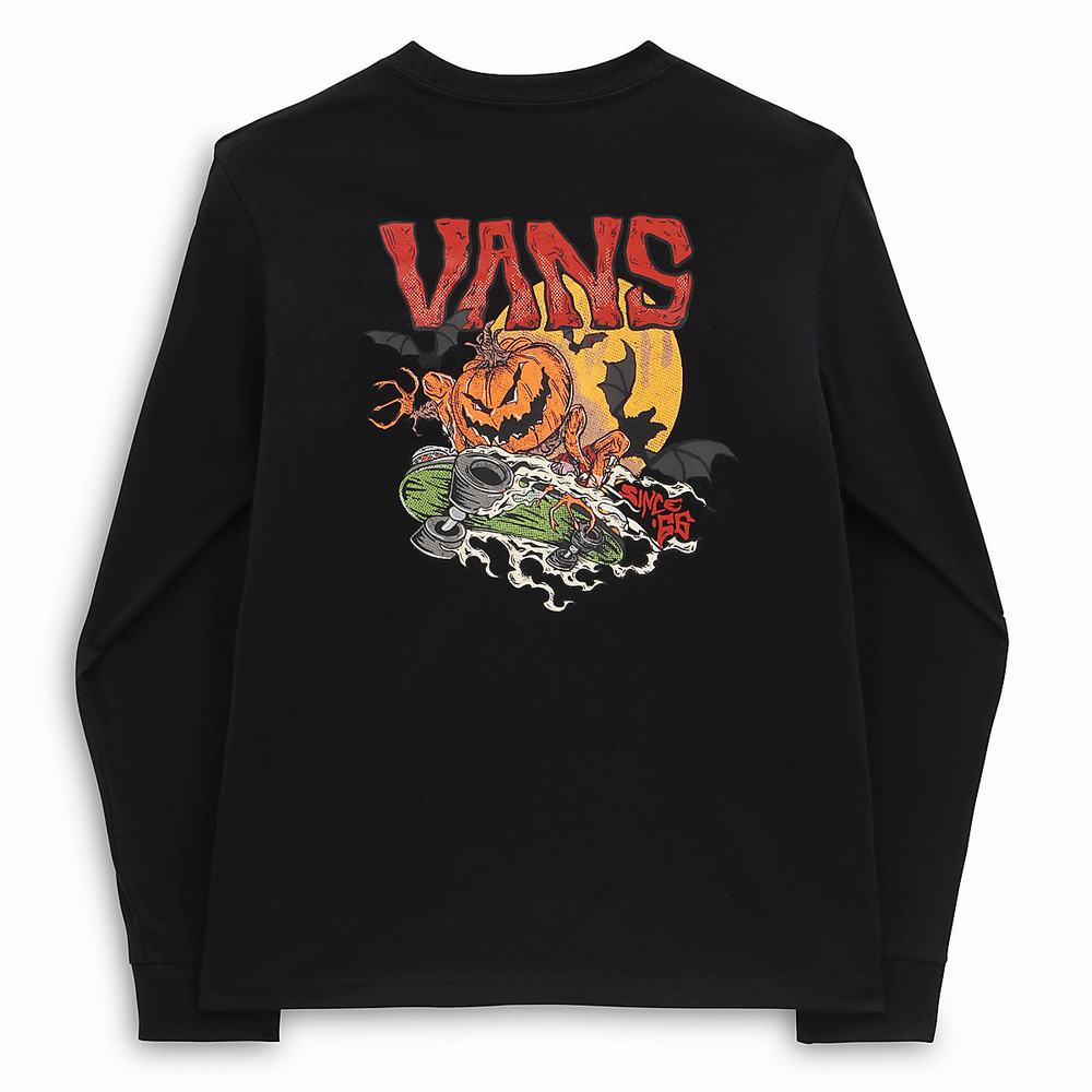 Camiseta Vans Moon Ghoul Long Sleeve (8-14 years) Niños Negras | OMQ495238