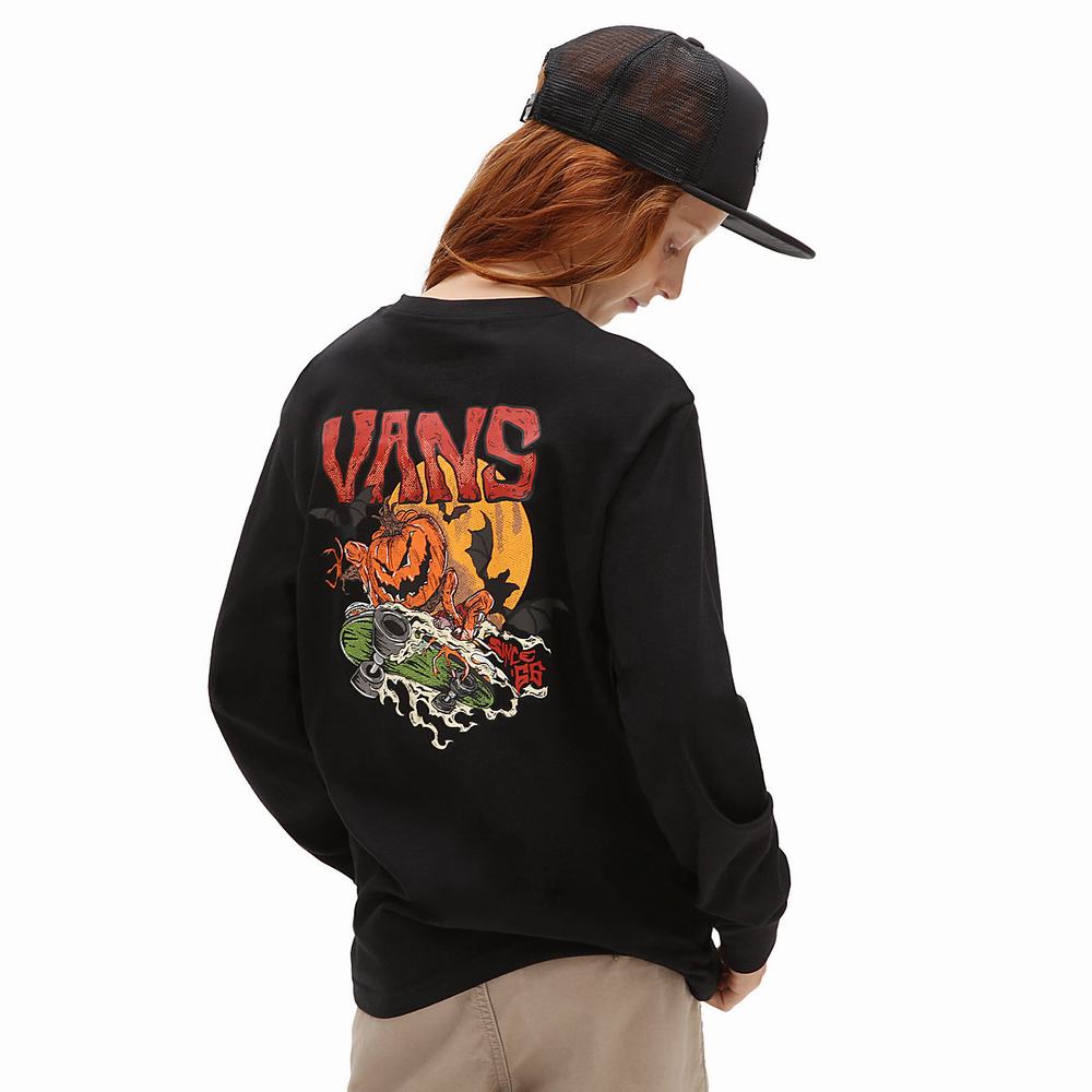 Camiseta Vans Moon Ghoul Long Sleeve (8-14 years) Niños Negras | OMQ495238