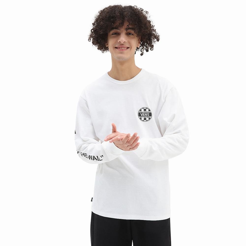 Camiseta Vans Off The Wall Check Estampadas Long Sleeve Hombre Blancas | CYI574380