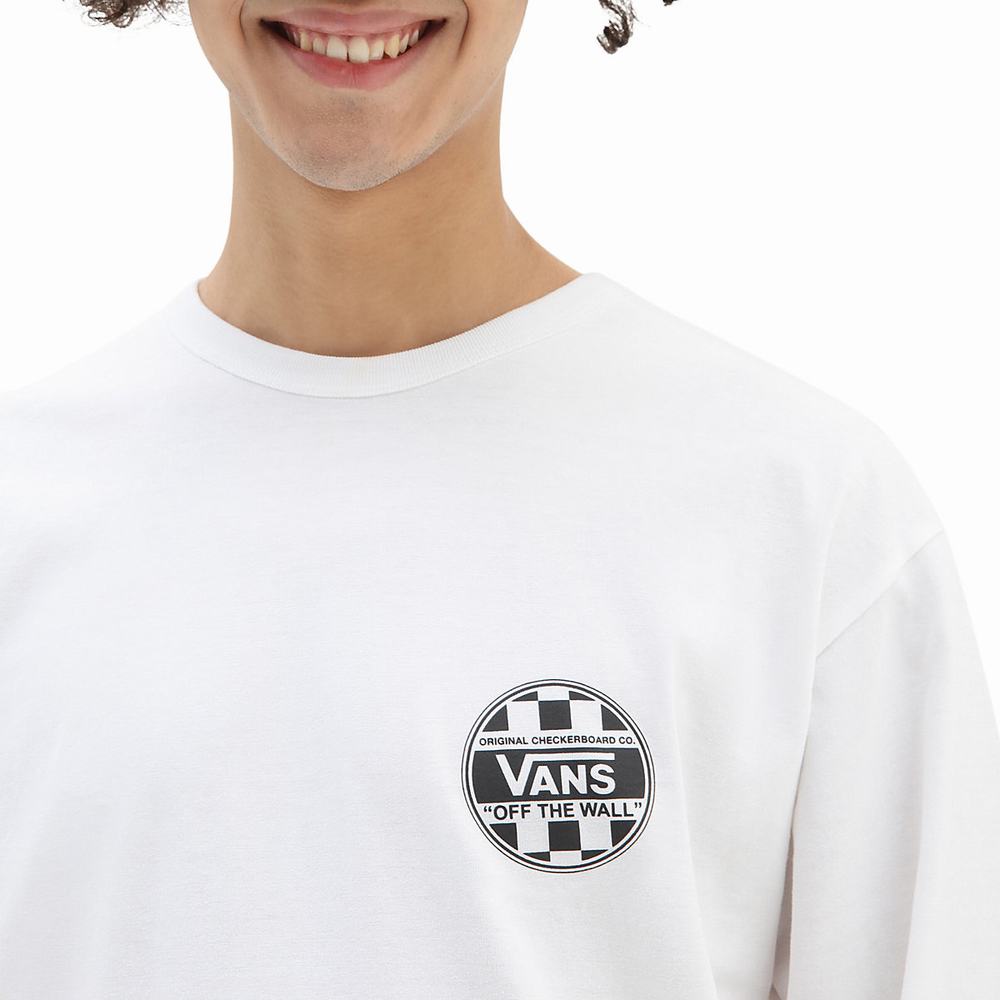 Camiseta Vans Off The Wall Check Estampadas Long Sleeve Hombre Blancas | CYI574380