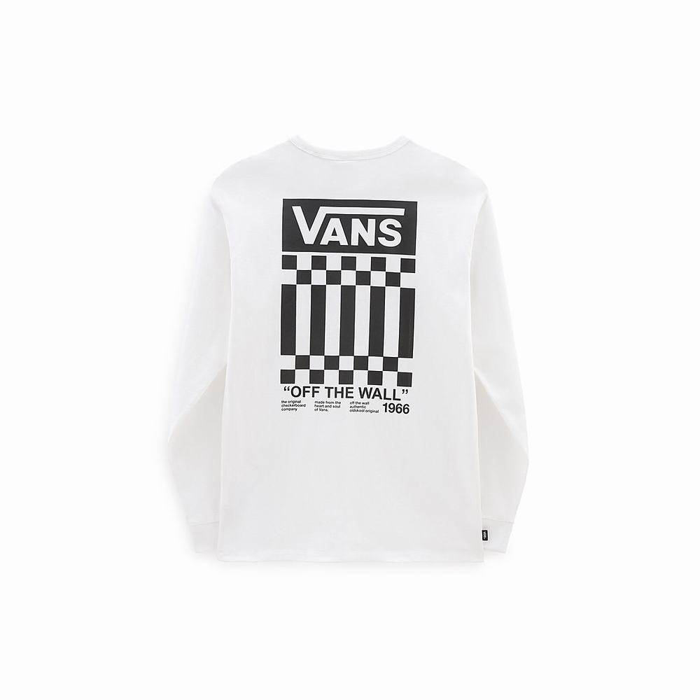 Camiseta Vans Off The Wall Check Estampadas Long Sleeve Hombre Blancas | CYI574380