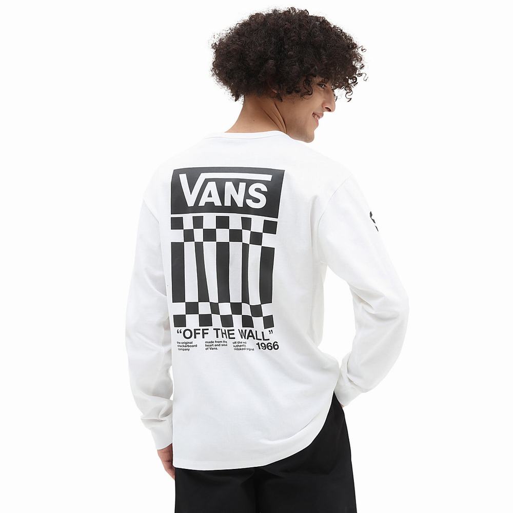 Camiseta Vans Off The Wall Check Estampadas Long Sleeve Hombre Blancas | CYI574380