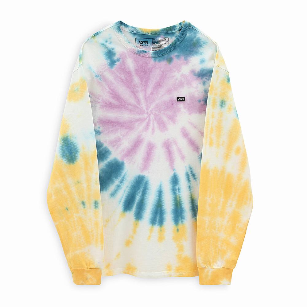 Camiseta Vans Off The Wall Classic Spiral Tie Dye Long Sleeve Hombre Amarillo | LCI307658