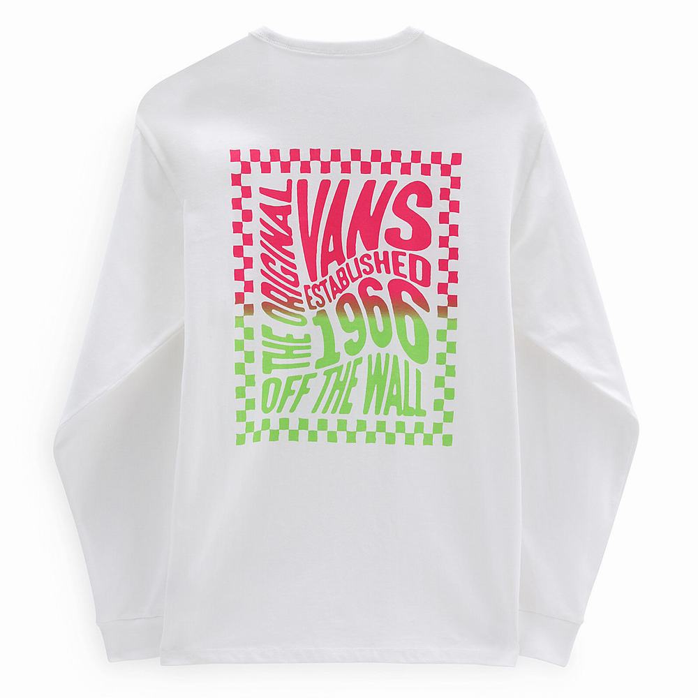 Camiseta Vans Off The Wall Classic Wavy Check Hombre Blancas | LEW728964