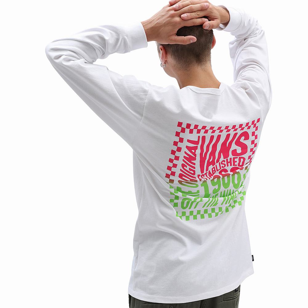 Camiseta Vans Off The Wall Classic Wavy Check Hombre Blancas | LEW728964