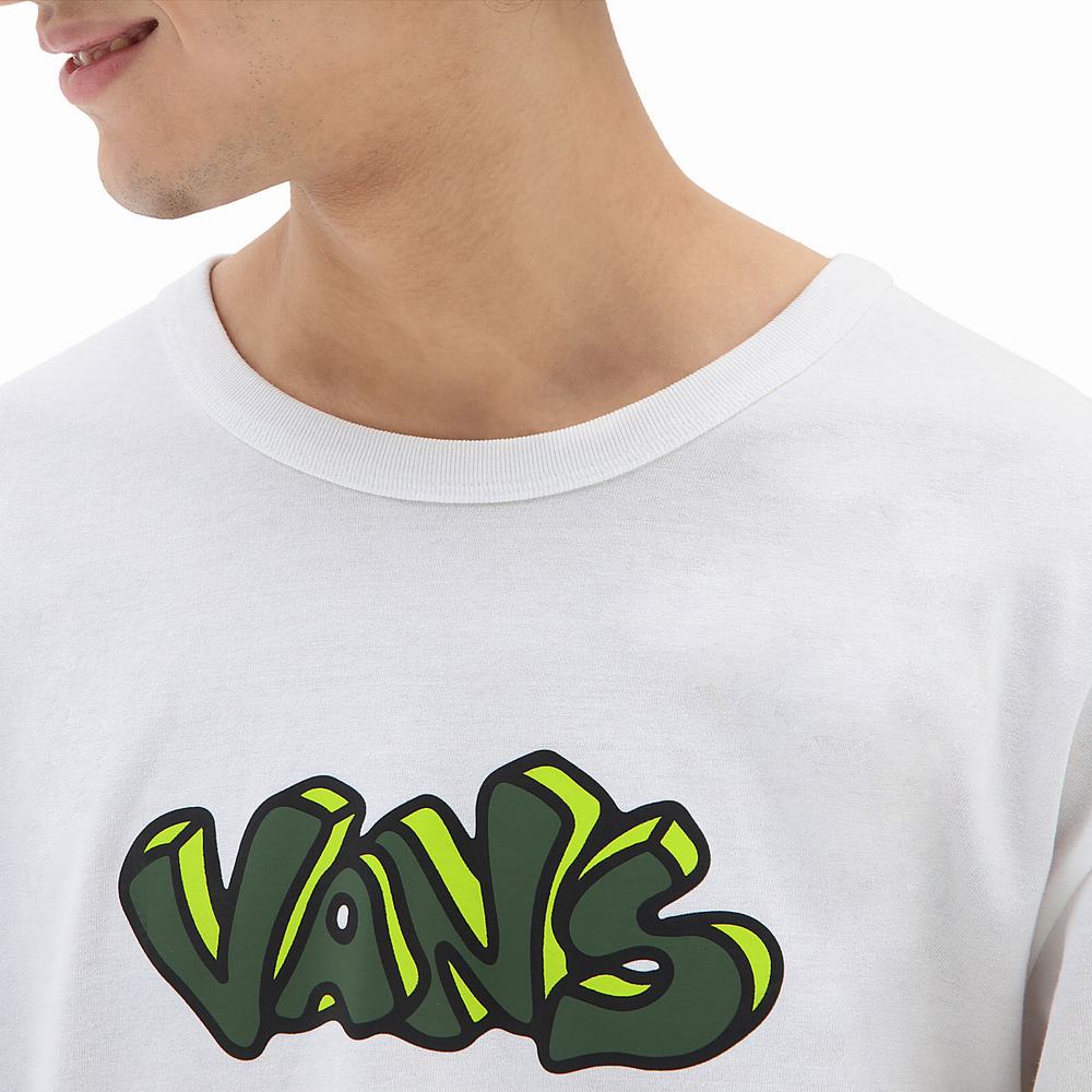 Camiseta Vans Off The Wall Estampadas Loose Long Sleeve Hombre Blancas | YXH821469