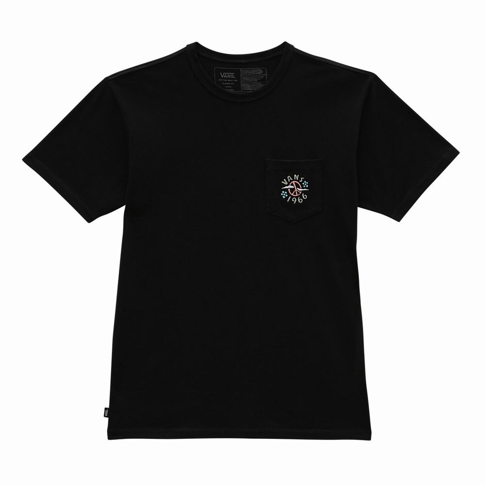 Camiseta Vans Off The Wall Estampadas Pocket Hombre Negras | TKN093127