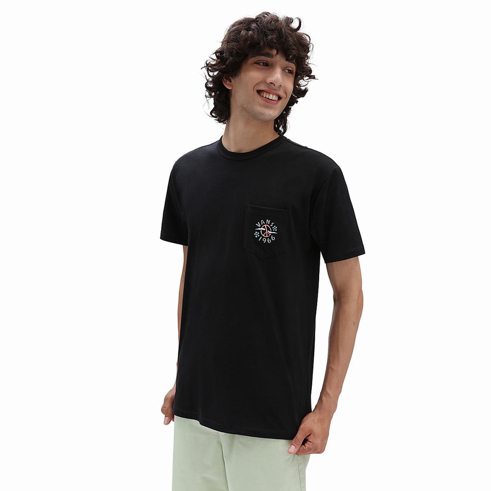 Camiseta Vans Off The Wall Estampadas Pocket Hombre Negras | TKN093127