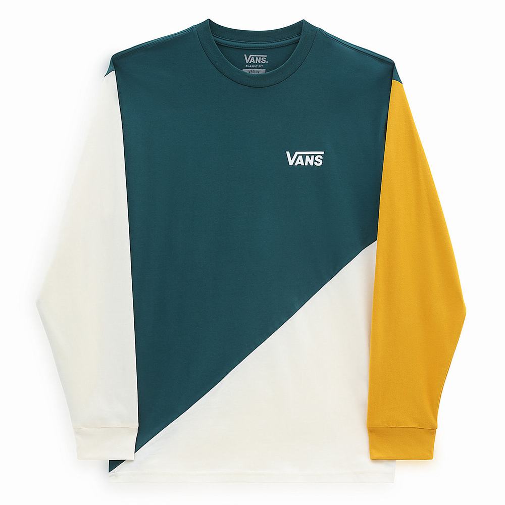 Camiseta Vans Offset Long Sleeve Hombre Azules | KLJ579368