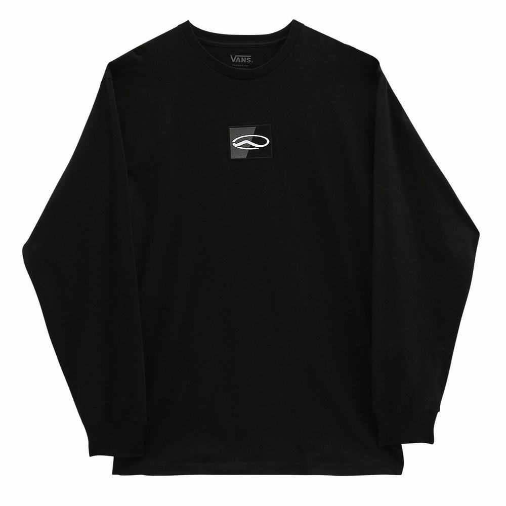 Camiseta Vans Old Skool Classic Long Sleeve Hombre Negras | PUL367910