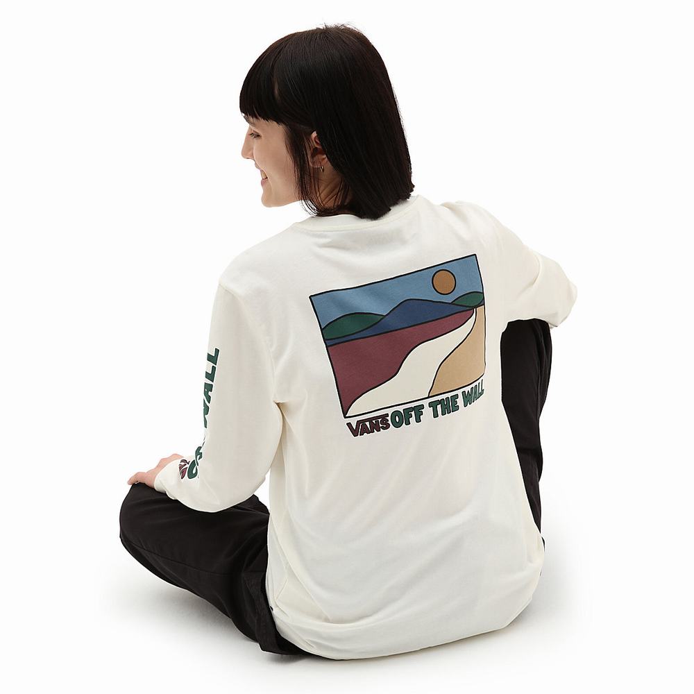 Camiseta Vans Outdoor Club Sun Trail Mujer Blancas | RXH286043