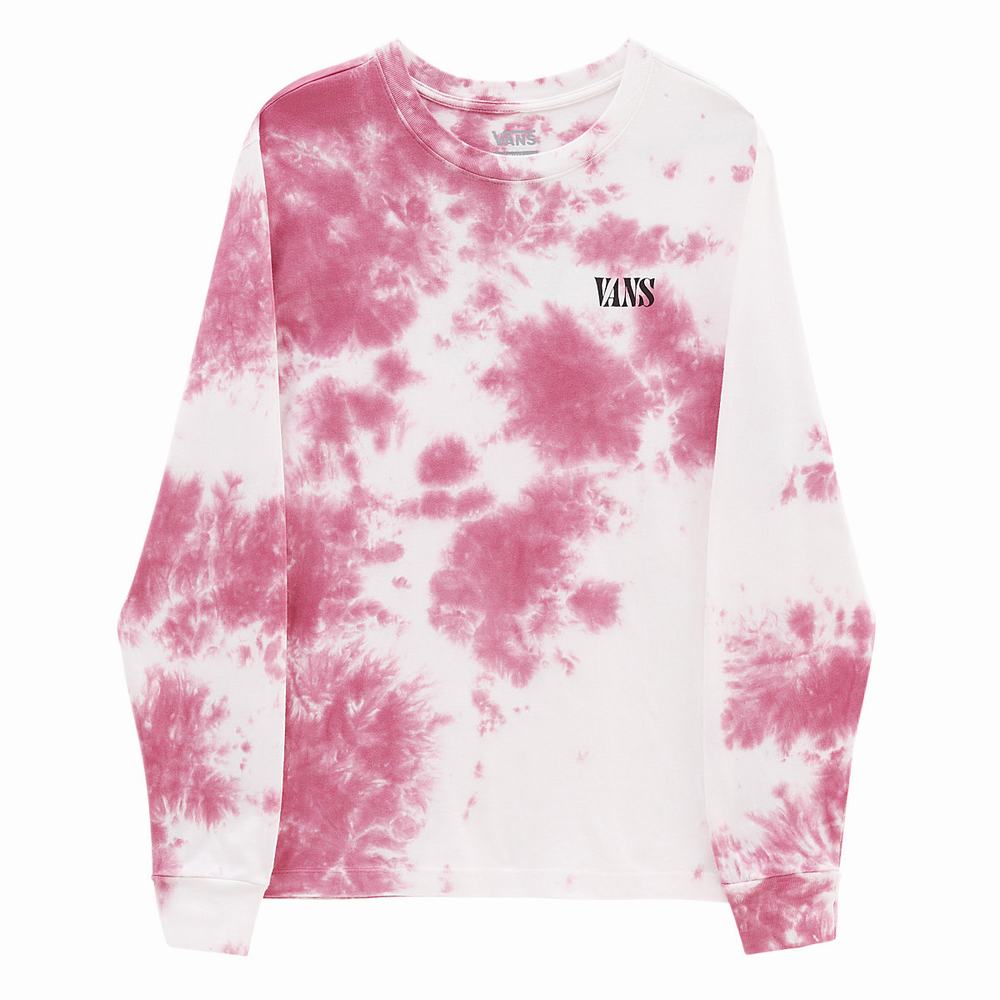 Camiseta Vans Oval Wash Long Sleeve Mujer Rosas | DWY895014