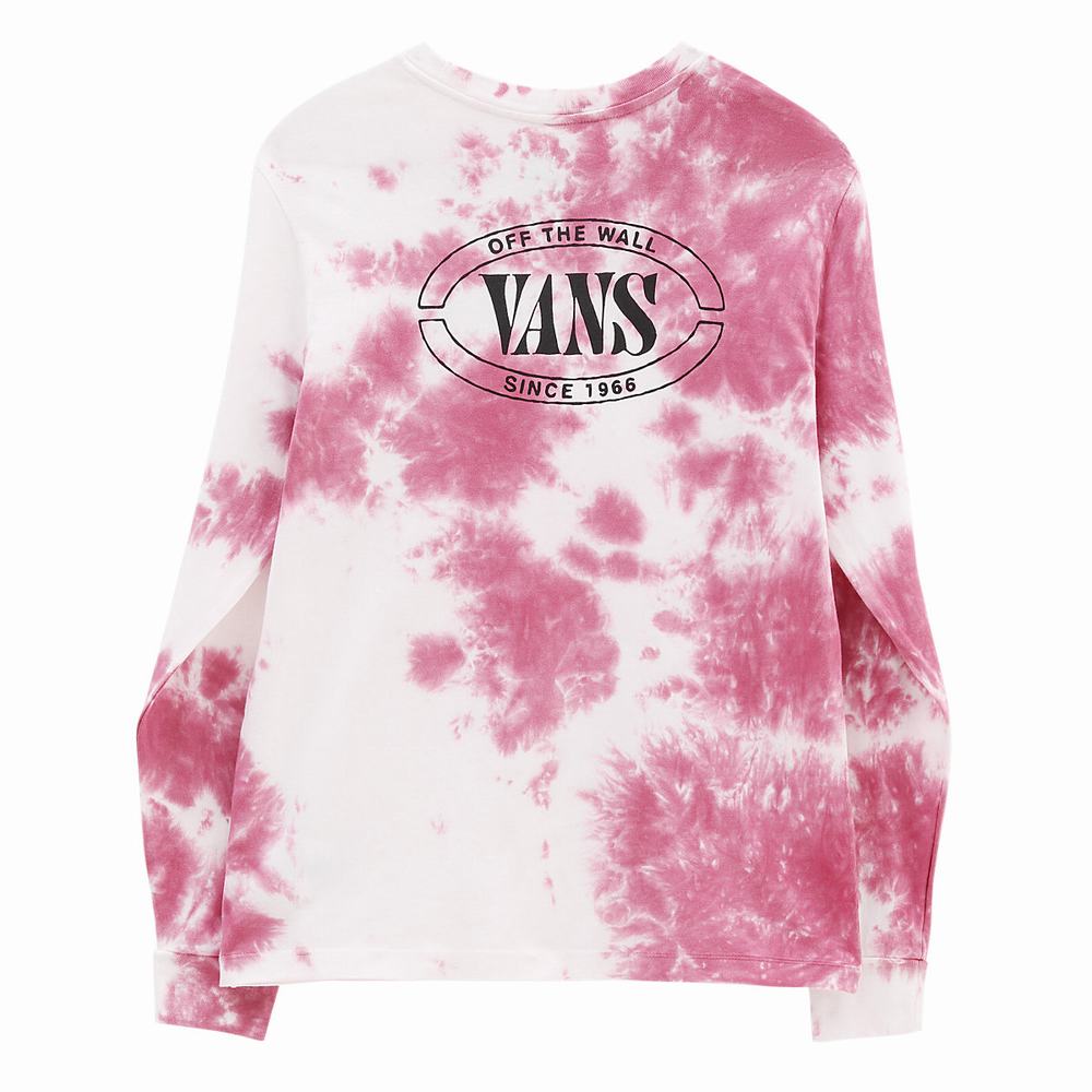 Camiseta Vans Oval Wash Long Sleeve Mujer Rosas | DWY895014