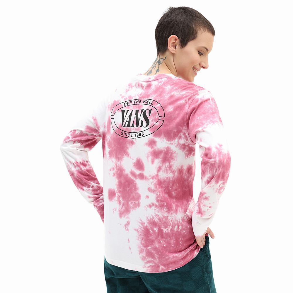 Camiseta Vans Oval Wash Long Sleeve Mujer Rosas | DWY895014