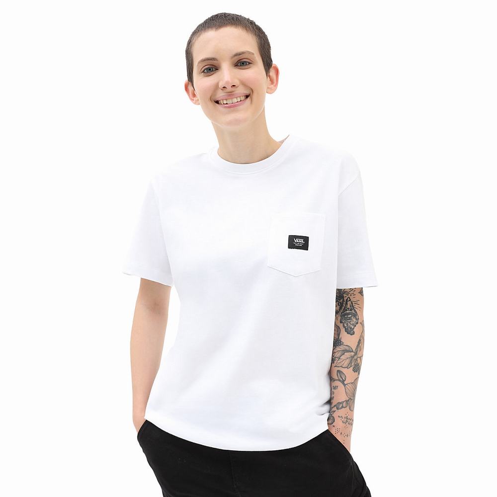 Camiseta Vans Patched up Pocket Mujer Blancas | PFV712496