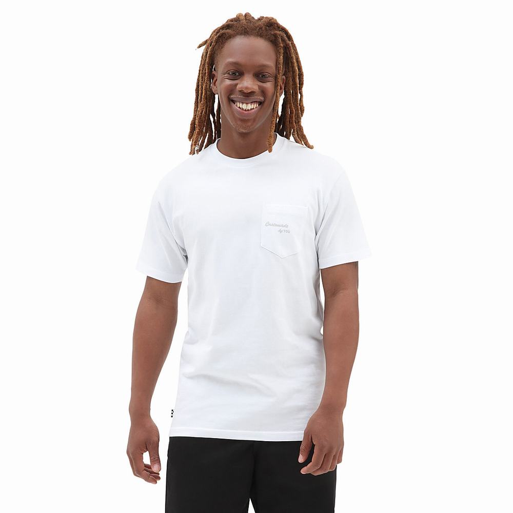 Camiseta Vans Pen Pocket Lns Hombre Blancas | ONA529408