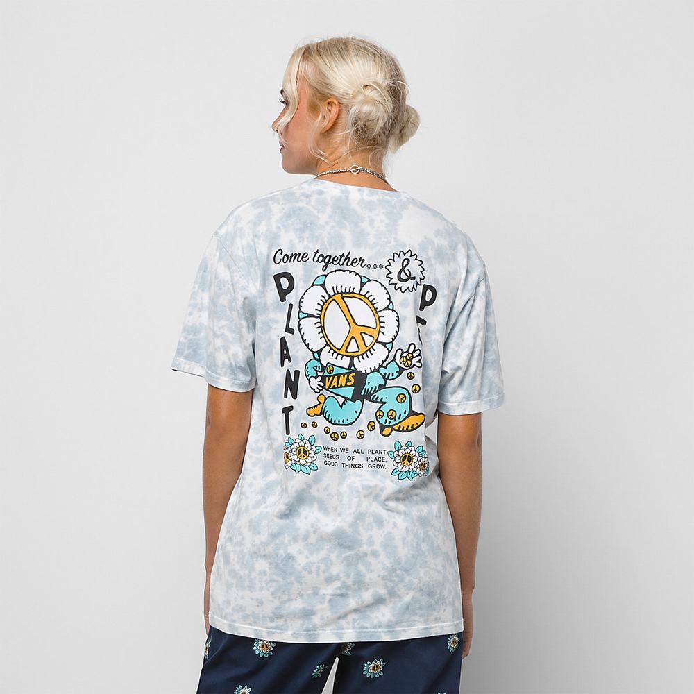 Camiseta Vans Plant Peace Tie Dye Hombre Azules | MOF291084