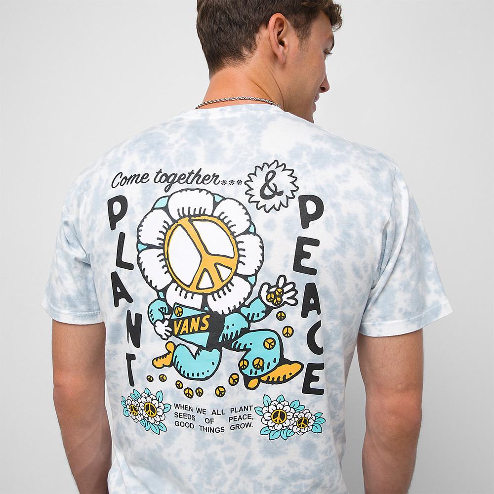 Camiseta Vans Plant Peace Tie Dye Hombre Azules | MOF291084