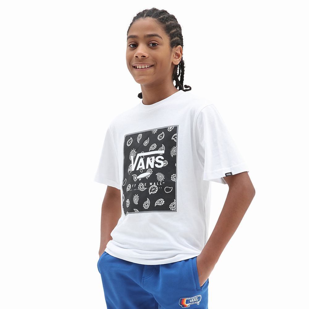 Camiseta Vans Print Box (8-14 years) Niños Blancas | ICS756482