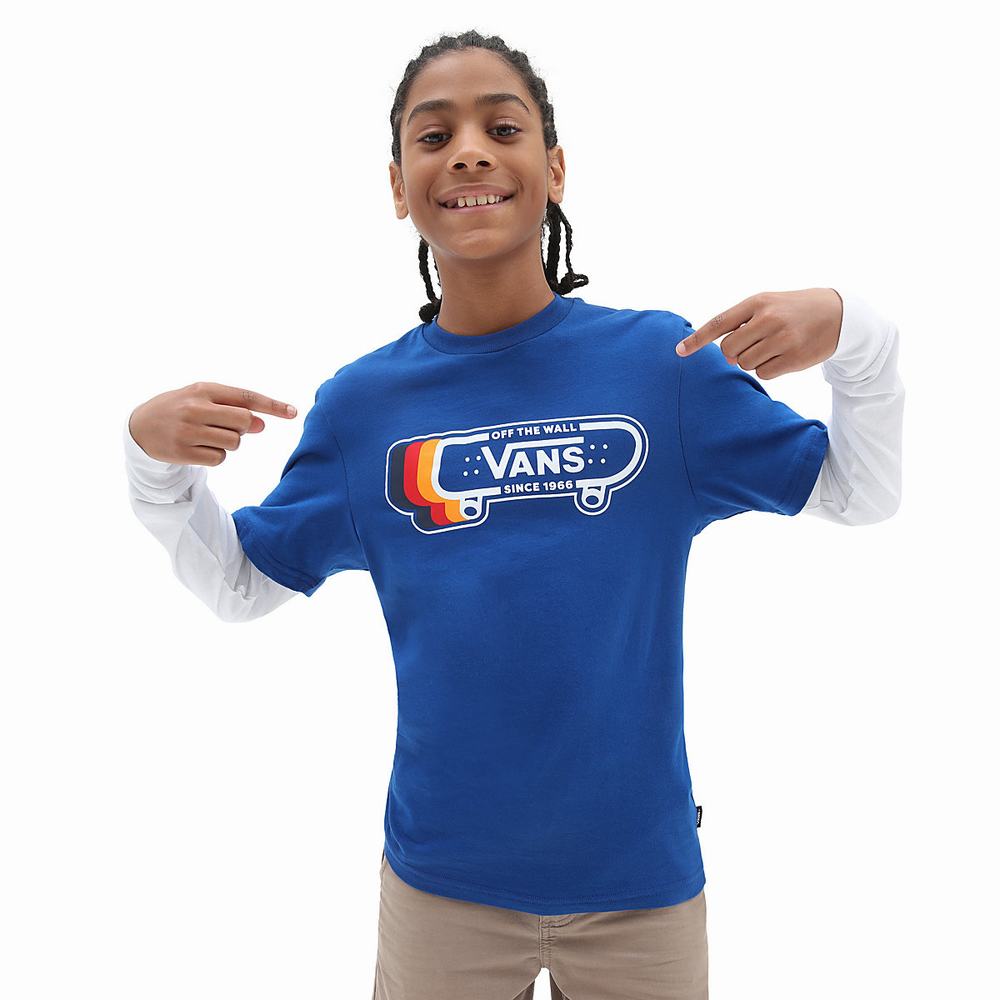 Camiseta Vans Sk8 Since 1966 Twofer Long Sleeve (8-14 years) Niños Azules | IAG243079