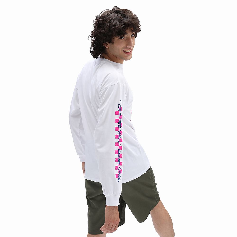 Camiseta Vans Sketchy Past Longe Sleeve Hombre Blancas | FXM832170