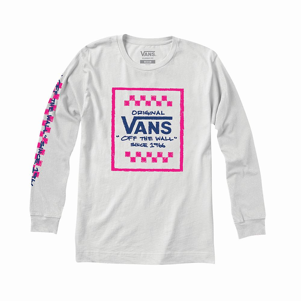 Camiseta Vans Sketchy Past Longe Sleeve Hombre Blancas | FXM832170