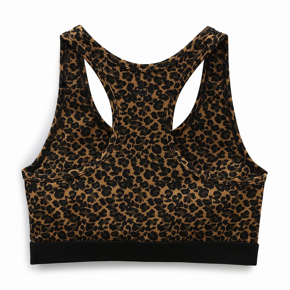 Camiseta Vans Strauberry Leopard Bralette Mujer Negras/Marrones | NDX603581