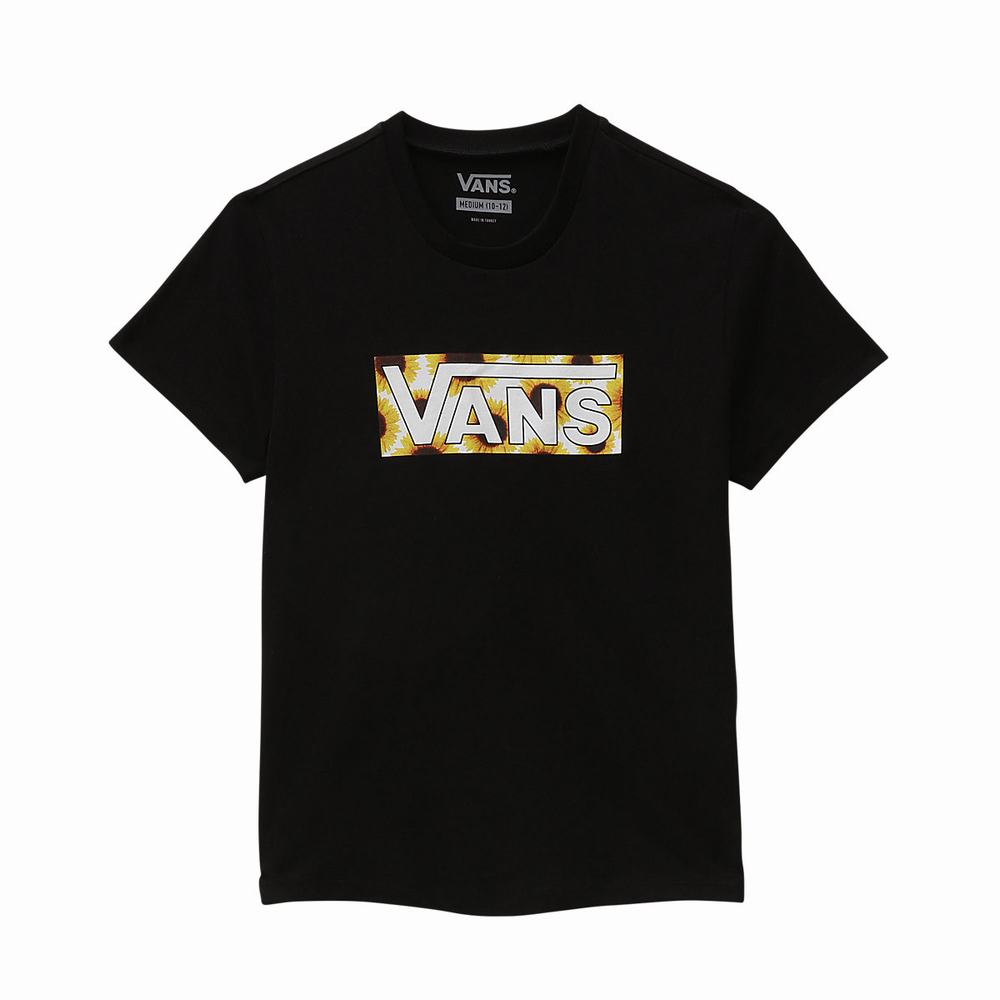 Camiseta Vans Sunlit V Crew (8-14 years) Niños Negras | BUR917265