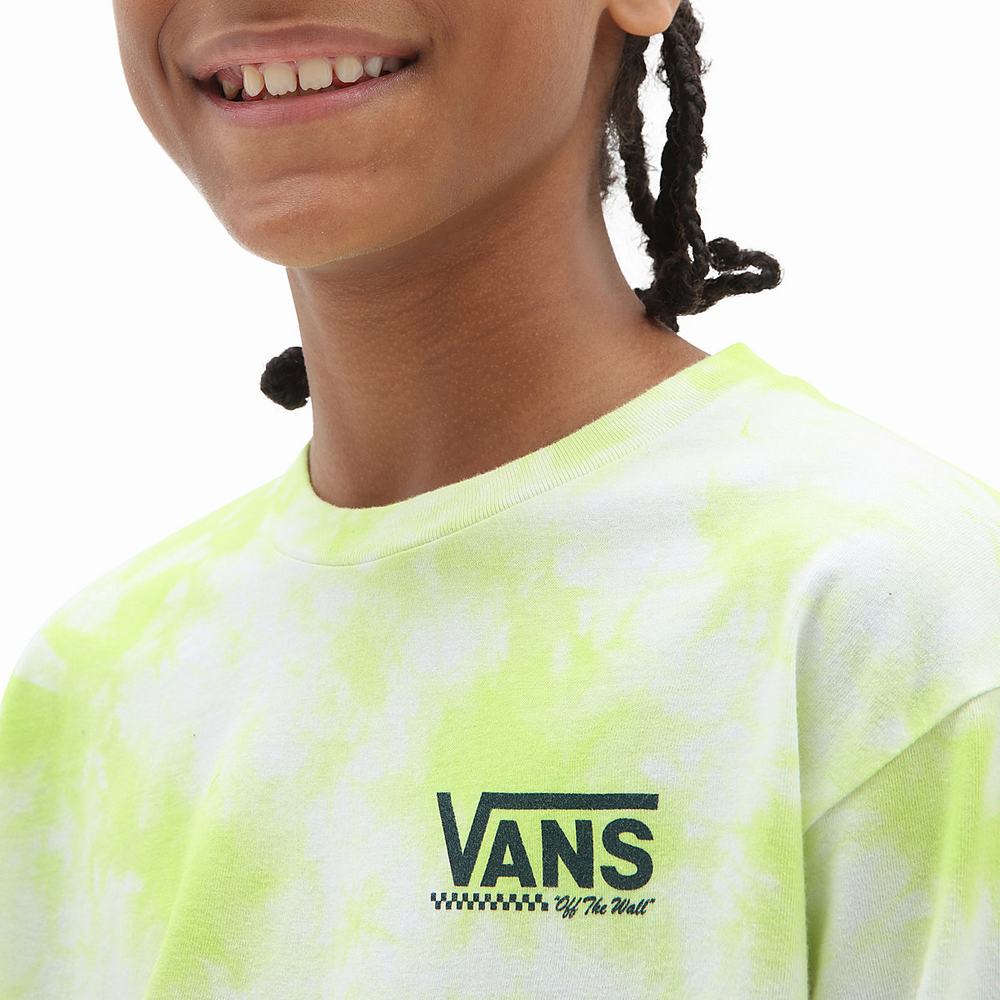 Camiseta Vans Tie Dye Long Sleeve (8-14 years) Niños Amarillo/Blancas | UWT104586