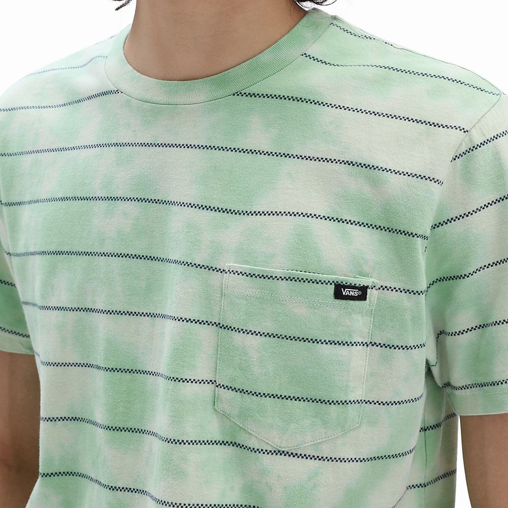 Camiseta Vans Tiedye Checkerstripe II Hombre Verde | YWS738940