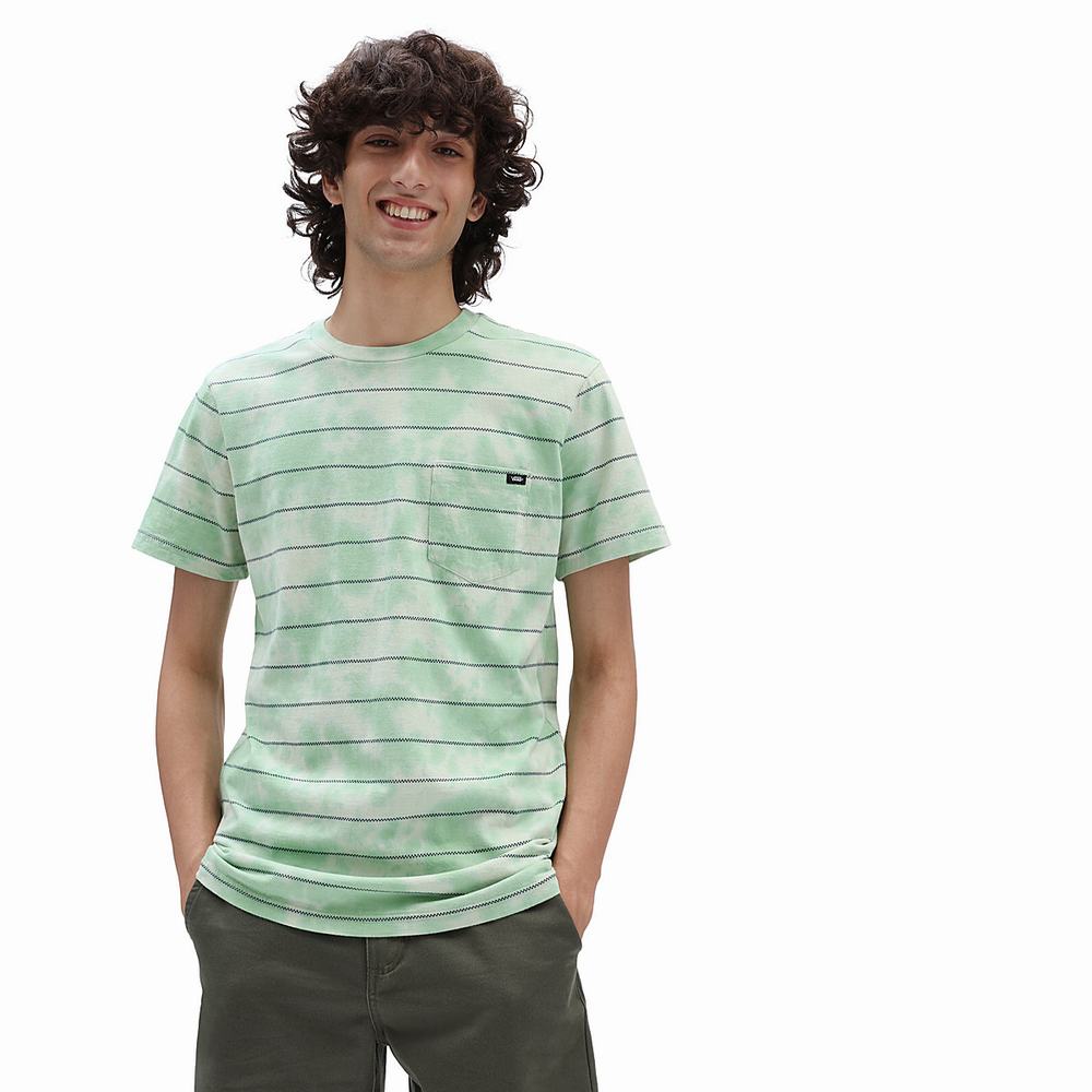 Camiseta Vans Tiedye Checkerstripe II Hombre Verde | YWS738940