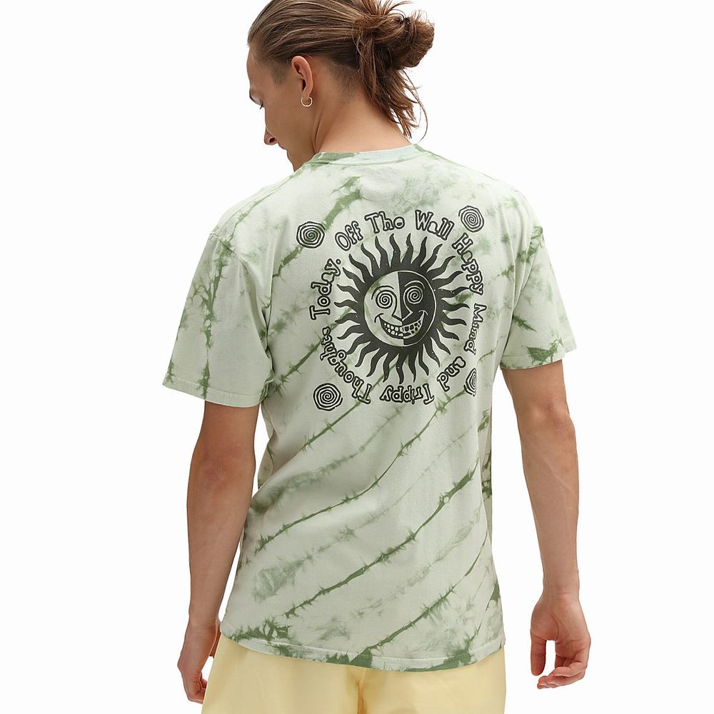 Camiseta Vans Trippy Thoughts Tie Dye Hombre Verde | VEA542698