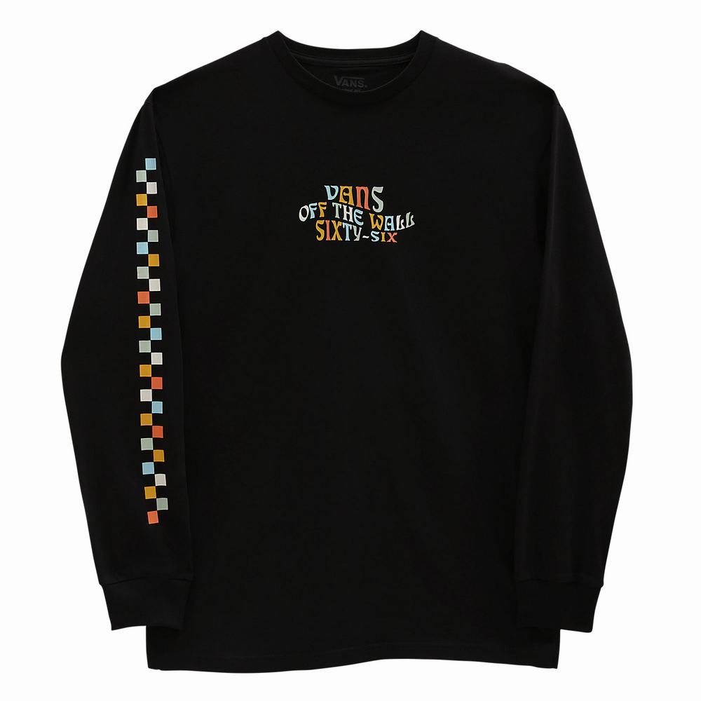 Camiseta Vans Trippy Vans Long Sleeve Hombre Negras | ADK963284