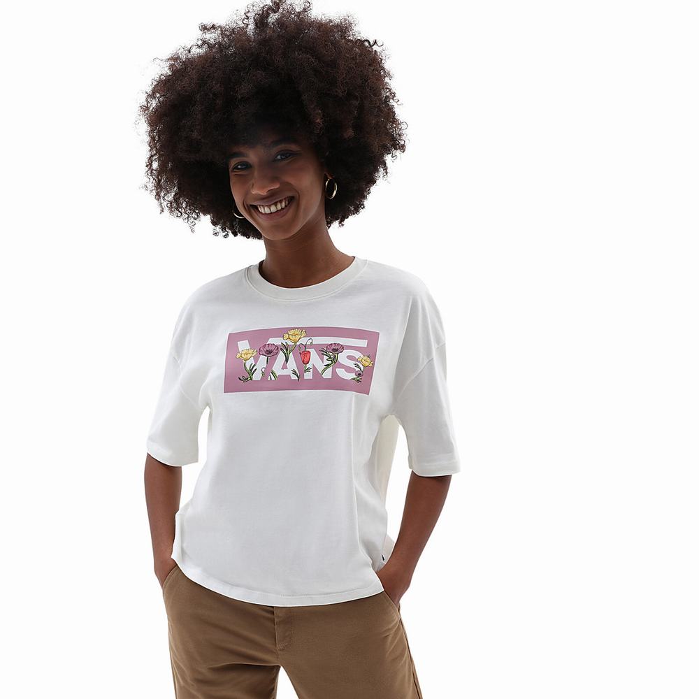 Camiseta Vans Tussy Boxy Mujer Blancas | MSE416752