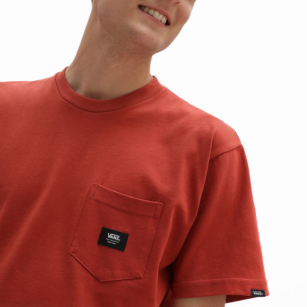 Camiseta Vans Woven Patch Pocket Hombre Rojas | YQC624038