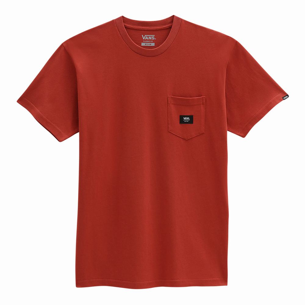 Camiseta Vans Woven Patch Pocket Hombre Rojas | YQC624038