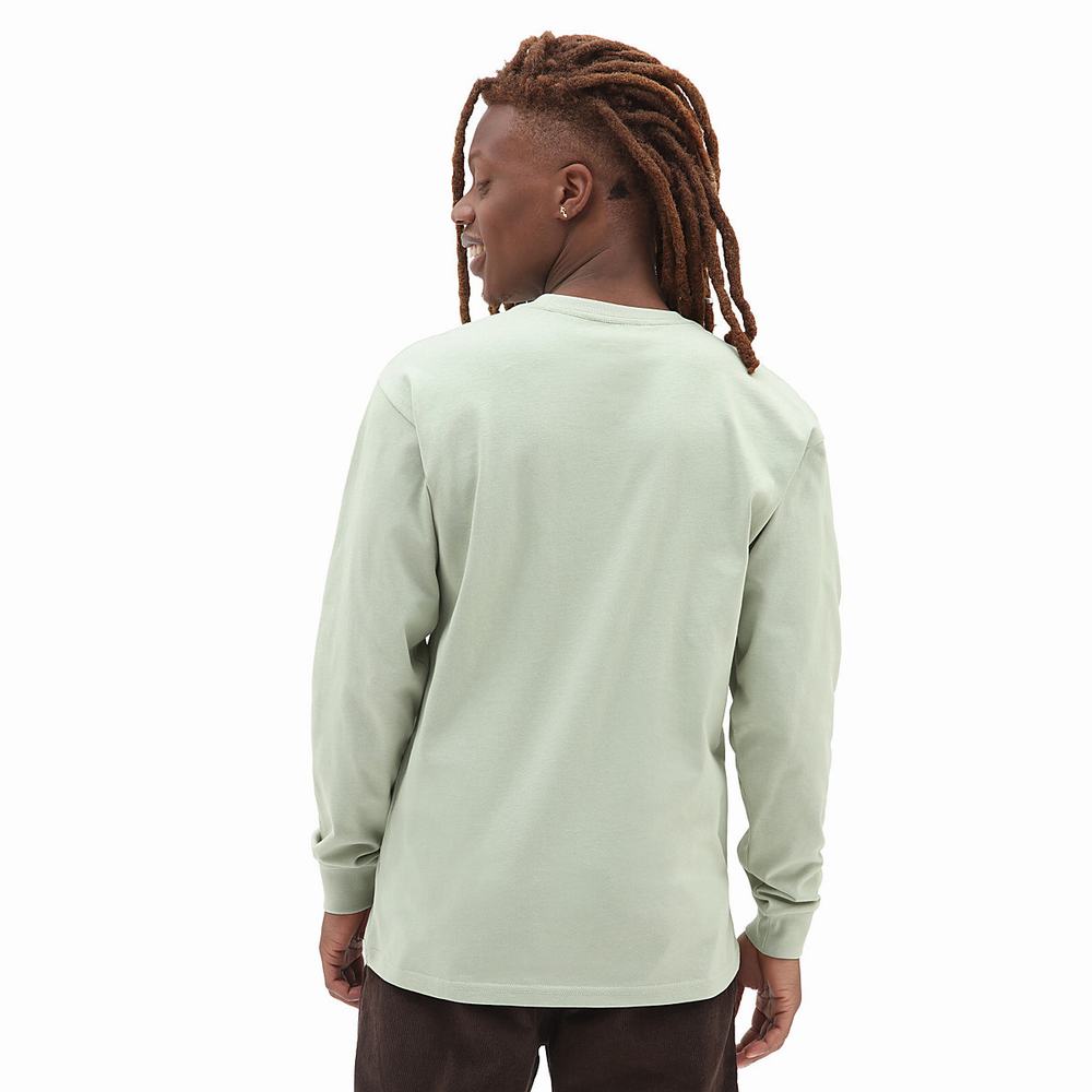 Camiseta Vans Woven Patch Pocket Long Sleeve Hombre Verde | JTA756824