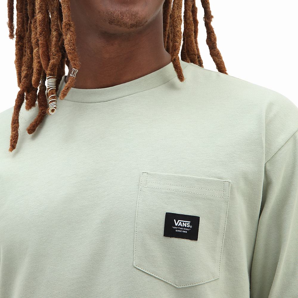 Camiseta Vans Woven Patch Pocket Long Sleeve Hombre Verde | JTA756824