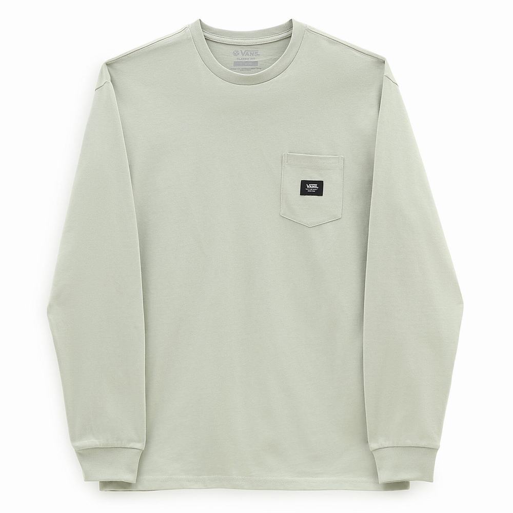 Camiseta Vans Woven Patch Pocket Long Sleeve Hombre Verde | JTA756824