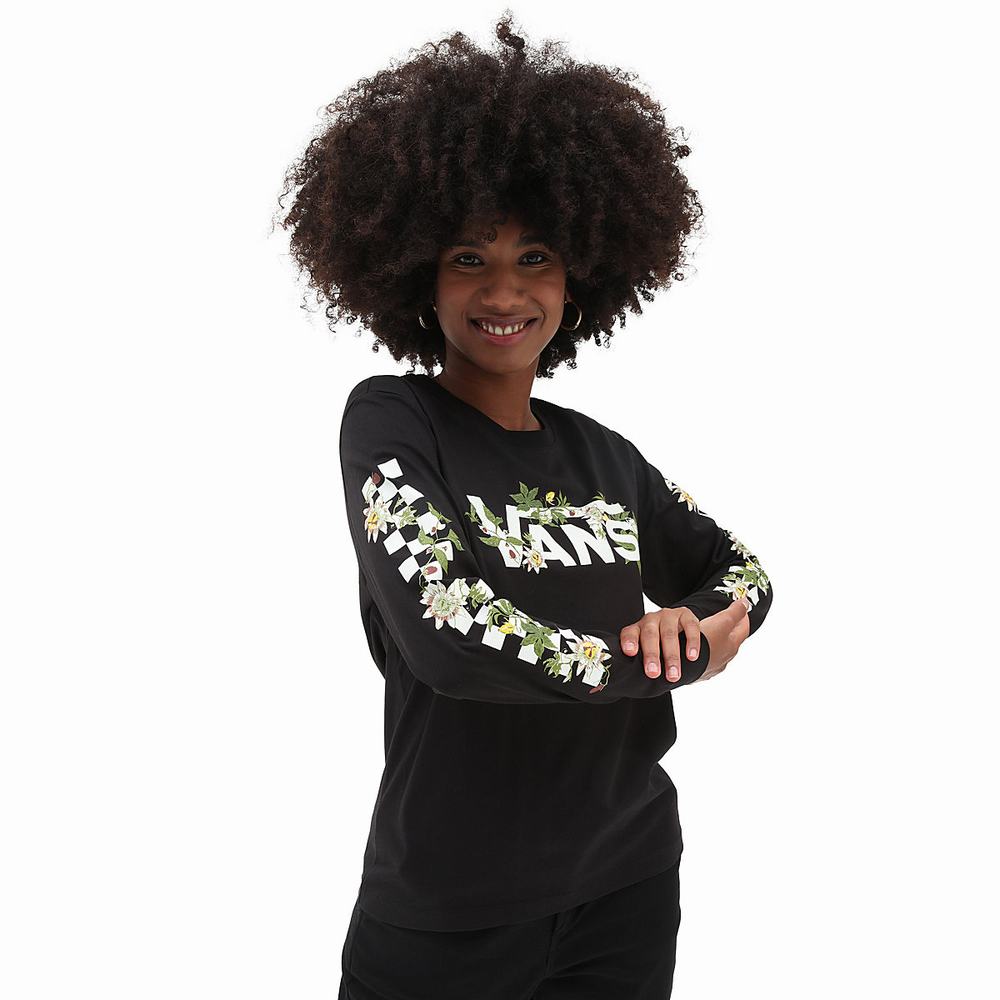 Camiseta Vans Wyld Vee Long Sleeve Mujer Negras | EMB735819