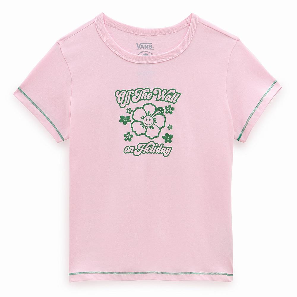 Camiseta Vans X EM on Holiday Mini Mujer Rosas | TMC078946